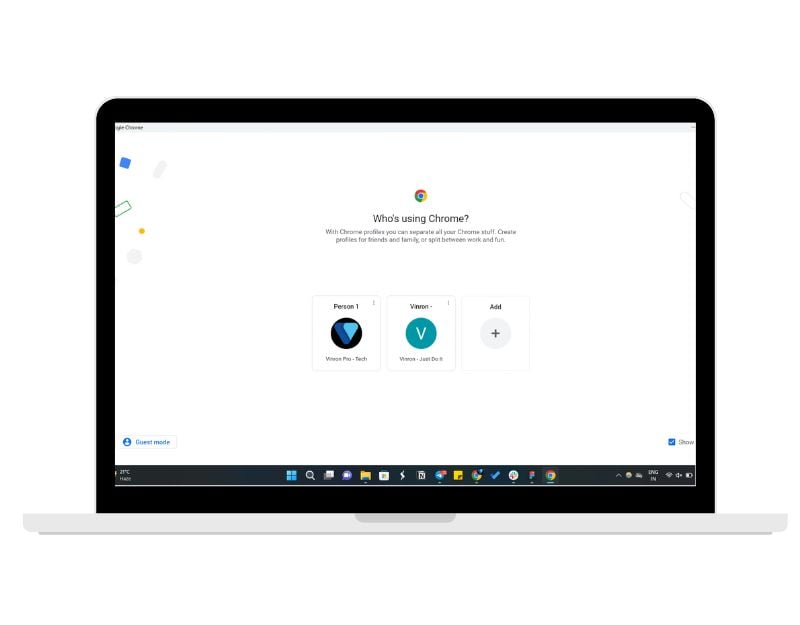 imagen mostrando perfiles de google chrome en laptop con windows