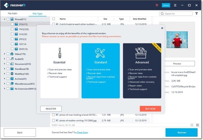 wondershare recoverit (per windows)