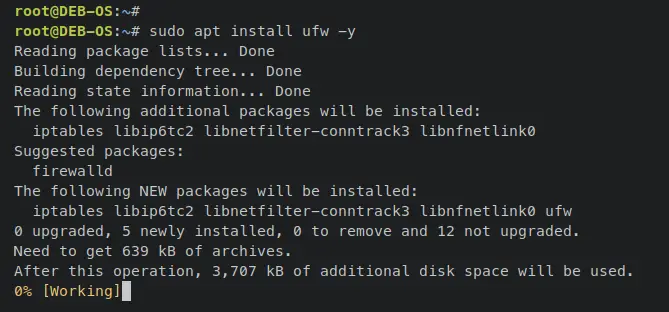 ufwをインストール