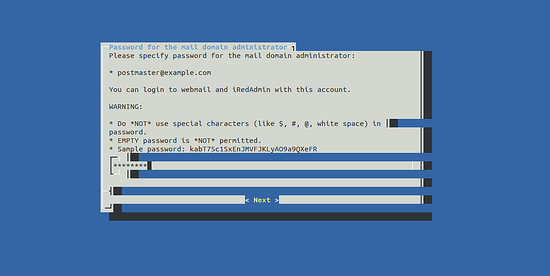 Imposta la password del postmaster