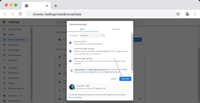 Bild zeigt Google Chrome Browserdaten löschen
