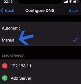 Manueller DNS auf iOS