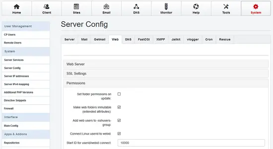 Configuration du serveur ISPConfig
