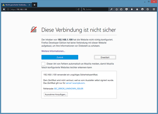Aceptar advertencia SSL en Firefox