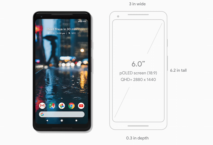 google pixel 2 xl con un frontale quasi senza bordi e un'esterno resistente all'acqua lanciato - google pixel2xl 3
