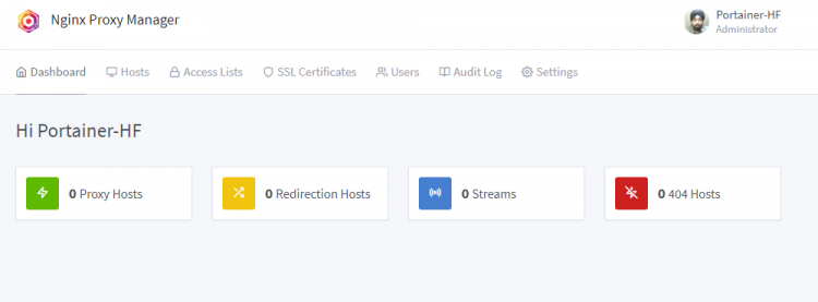 Nginx Proxy Managerダッシュボード
