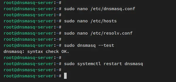 vérifier dnsmasq et le configurer