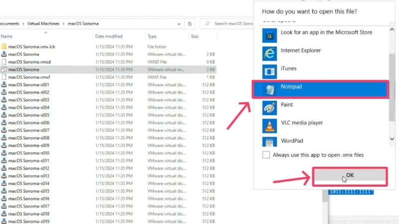 ouvrir le fichier de configuration avec le bloc-notes