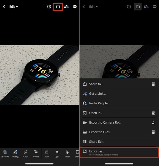 filigraner des photos sur iphone en utilisant lightroom