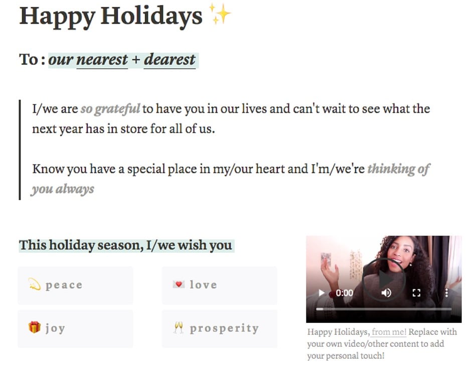 tarjeta de felicitación de notion
