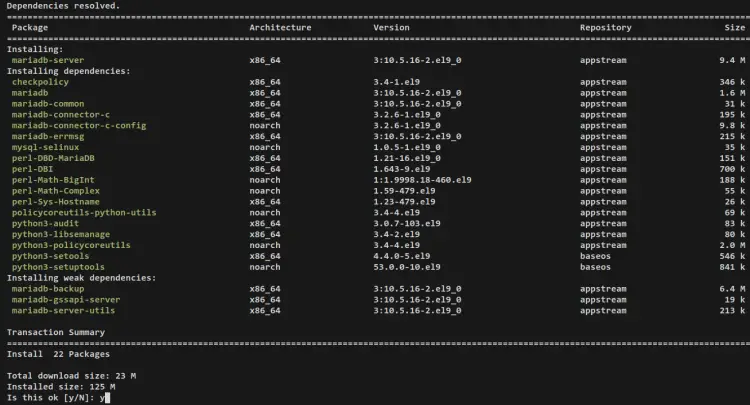 installer mariadb