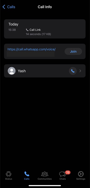 reutilizando un enlace de llamada de whatsapp en ios