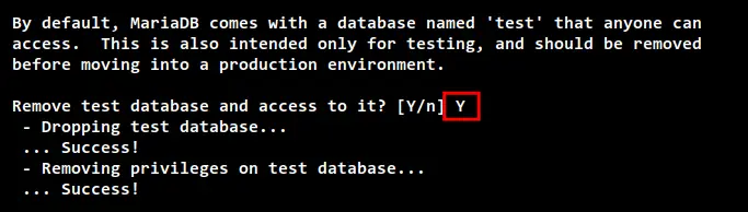 eliminar base de datos de prueba