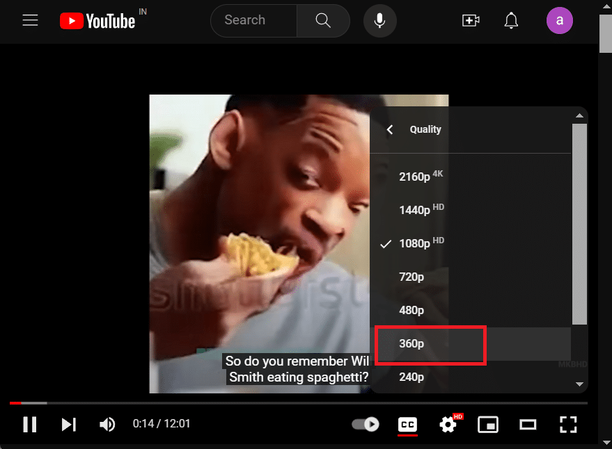 Ridurre la qualità del video