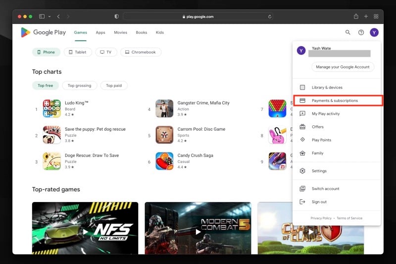 настройки аккаунта google play website