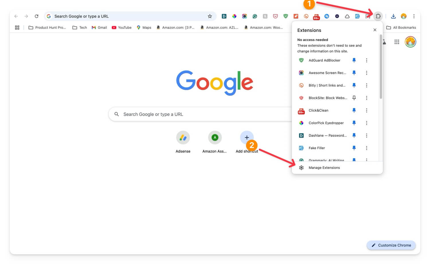 configurações de extensão do google chrome