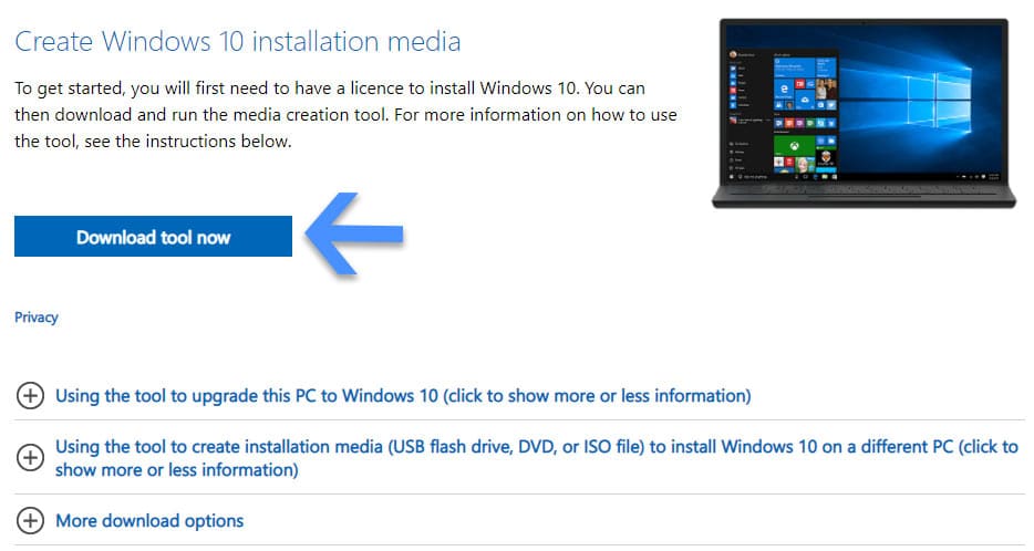 Outil de téléchargement Windows 10