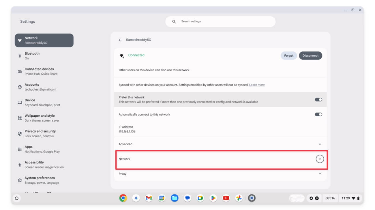 wifi network settings on chromebook