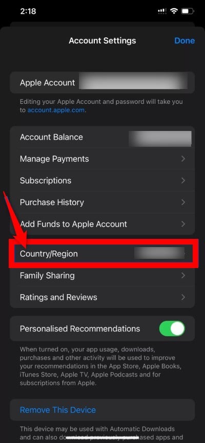 country region
