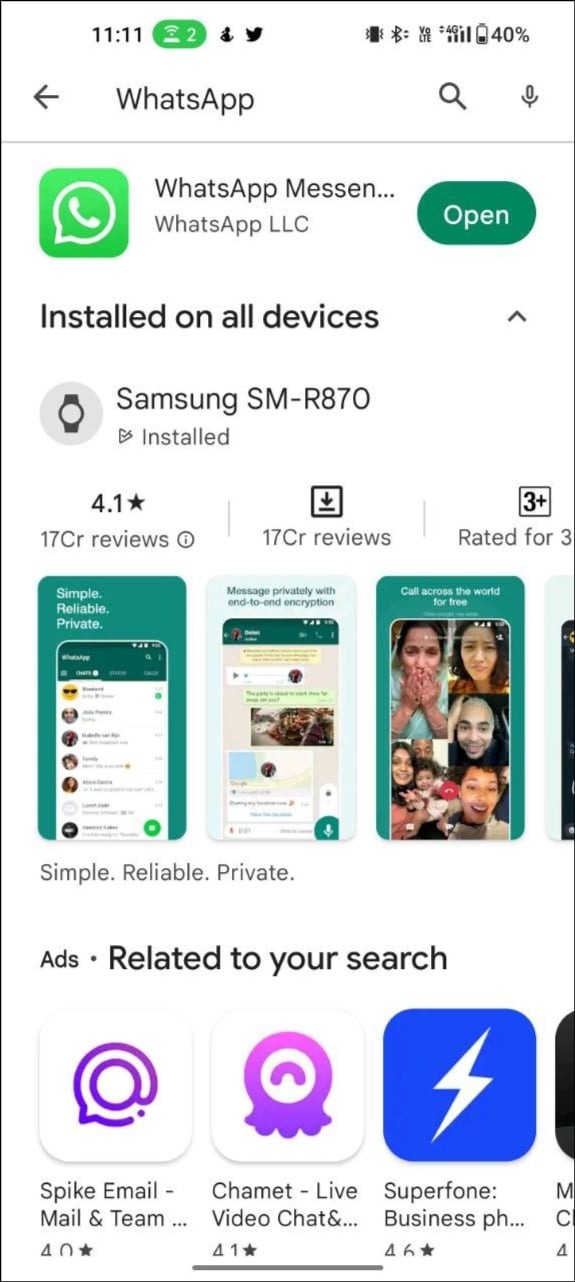 whatsapp приложение в google play store