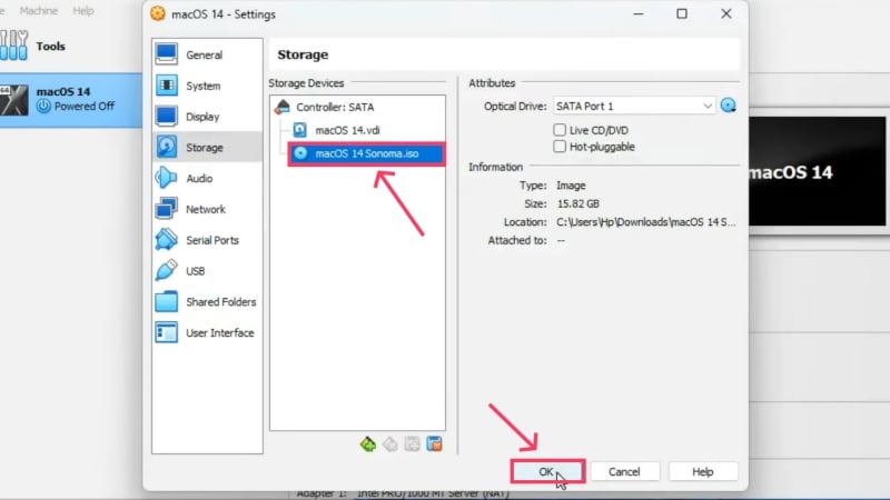 sélectionner ok pour continuer avec l'installation