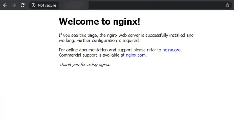 Página predeterminada de Nginx