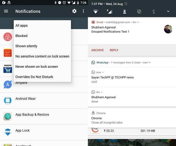 notifications nougat