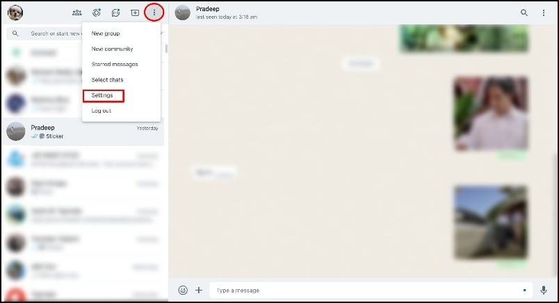 impostazioni whatsapp web