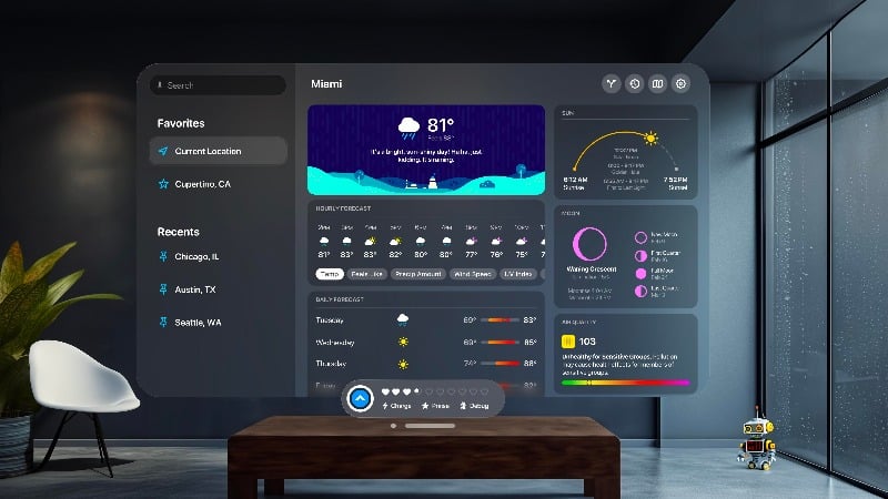 carrot weather app per il vision pro
