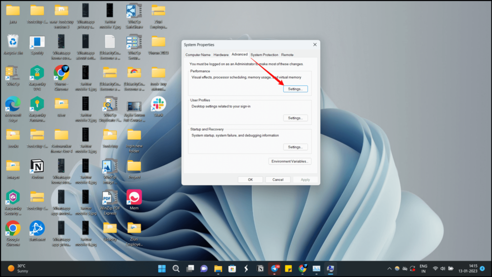 paramètres avancés windows 11