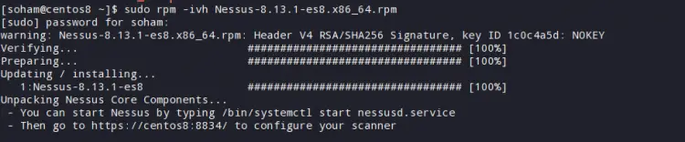 Installa Nessus come pacchetto RPM