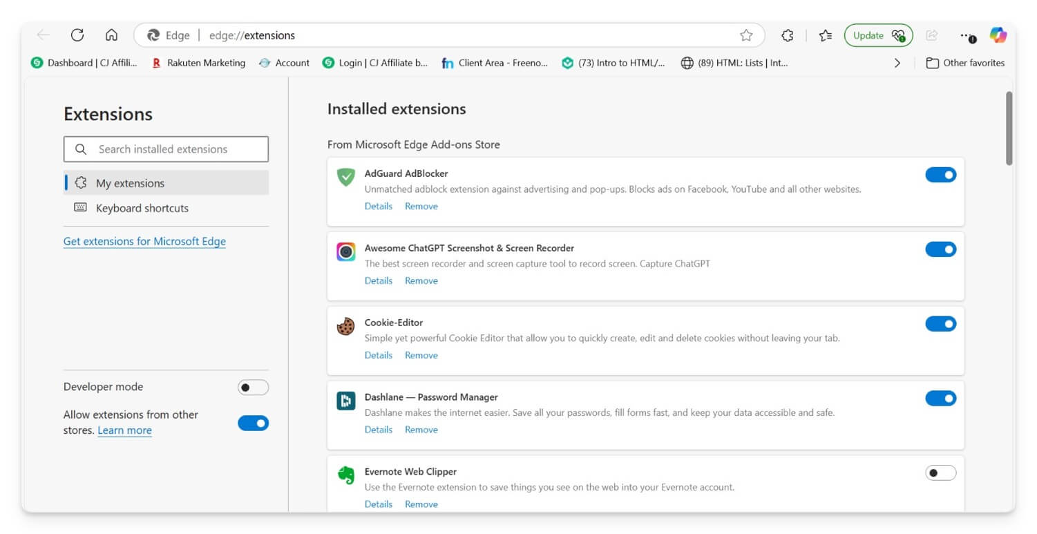 désactiver les extensions indésirables du navigateur microsoft edge