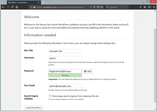 Informations sur le site WordPress