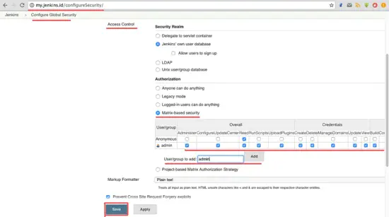 Configuración de seguridad global de Jenkins