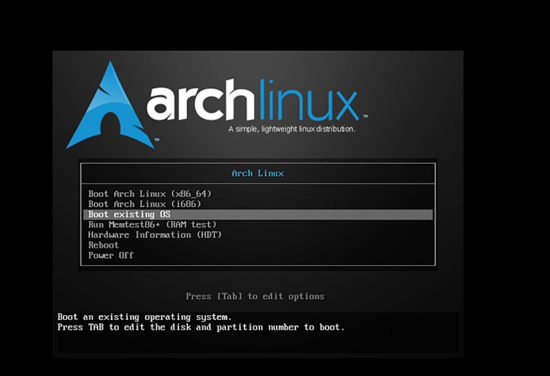 Avvia Arch Linux