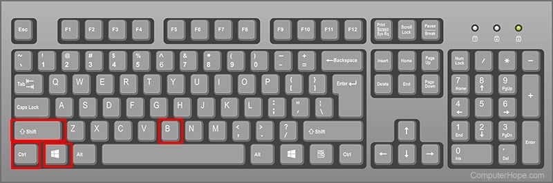Scorciatoia da tastiera CTRL + WINDOWS + SHIFT + B