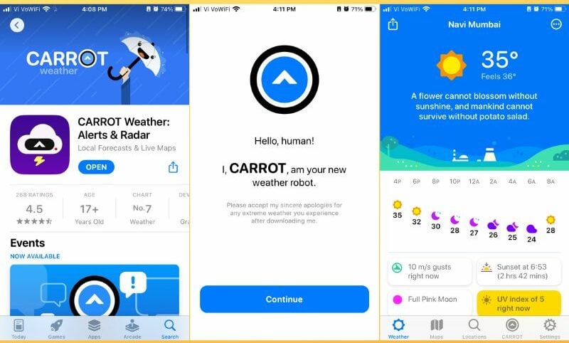 приложение carrot weather