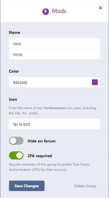 Flarum Mods 그룹의 2FA 설정