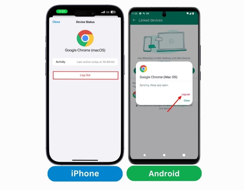 déconnexion de plusieurs appareils whatsapp sur android et iphone