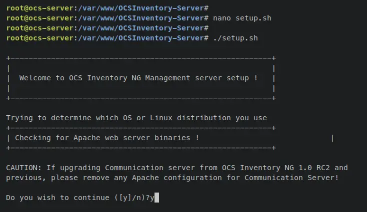 instalando servidor ocs