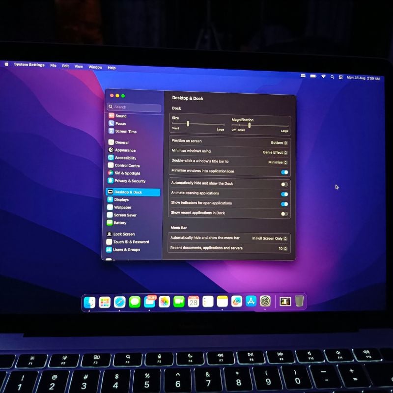 настройки рабочего стола и dock macos