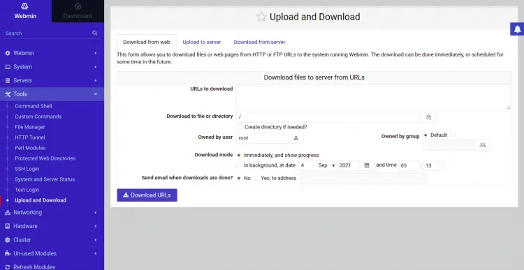 Webminファイルアップロード