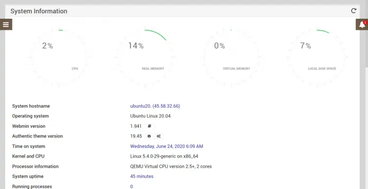 webminシステムダッシュボード