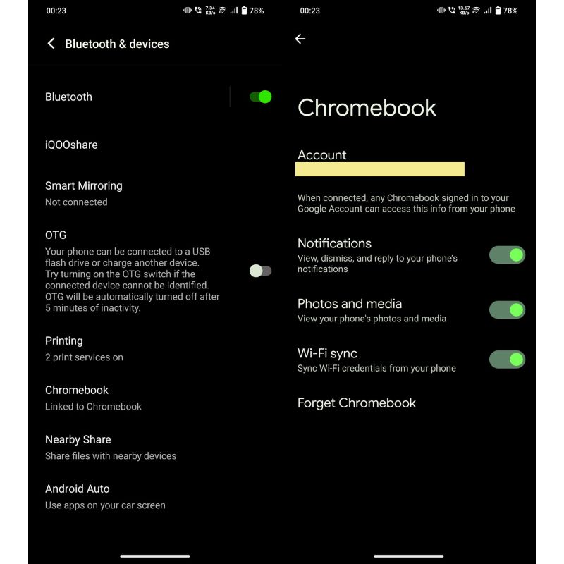 todas as configurações do chromebook
