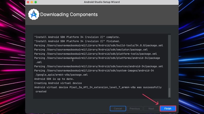android studio installation abschließen