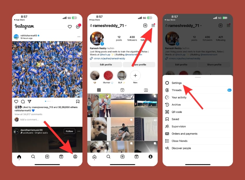 configurações principais do instagram