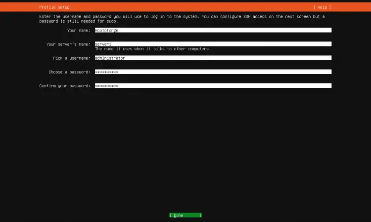 ホスト名を設定し、ユーザーを作成