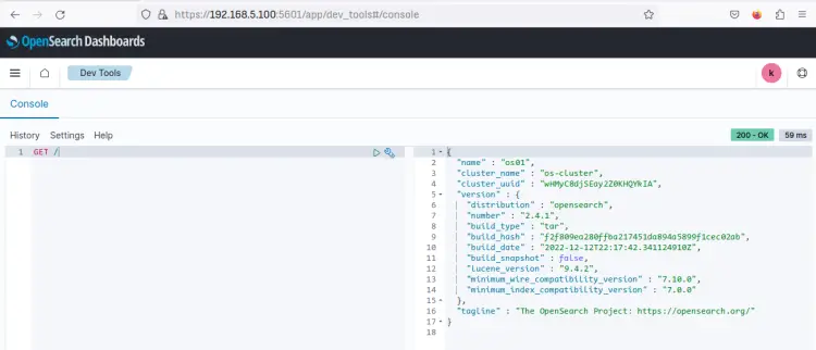 get status opensearch