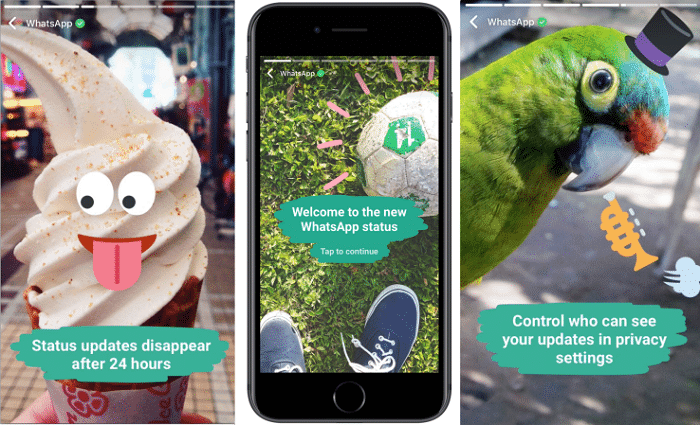 WhatsAppがSnapchatに触発されたストーリーでテキストステータスを再発明 - WhatsAppステータス