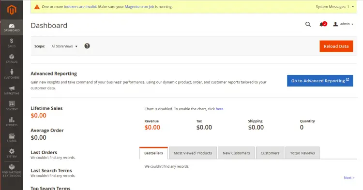 Magento-Dashboard
